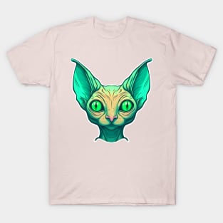 Extraterr-hiss-trial Visitor, Alien Cryptid Cat T-Shirt